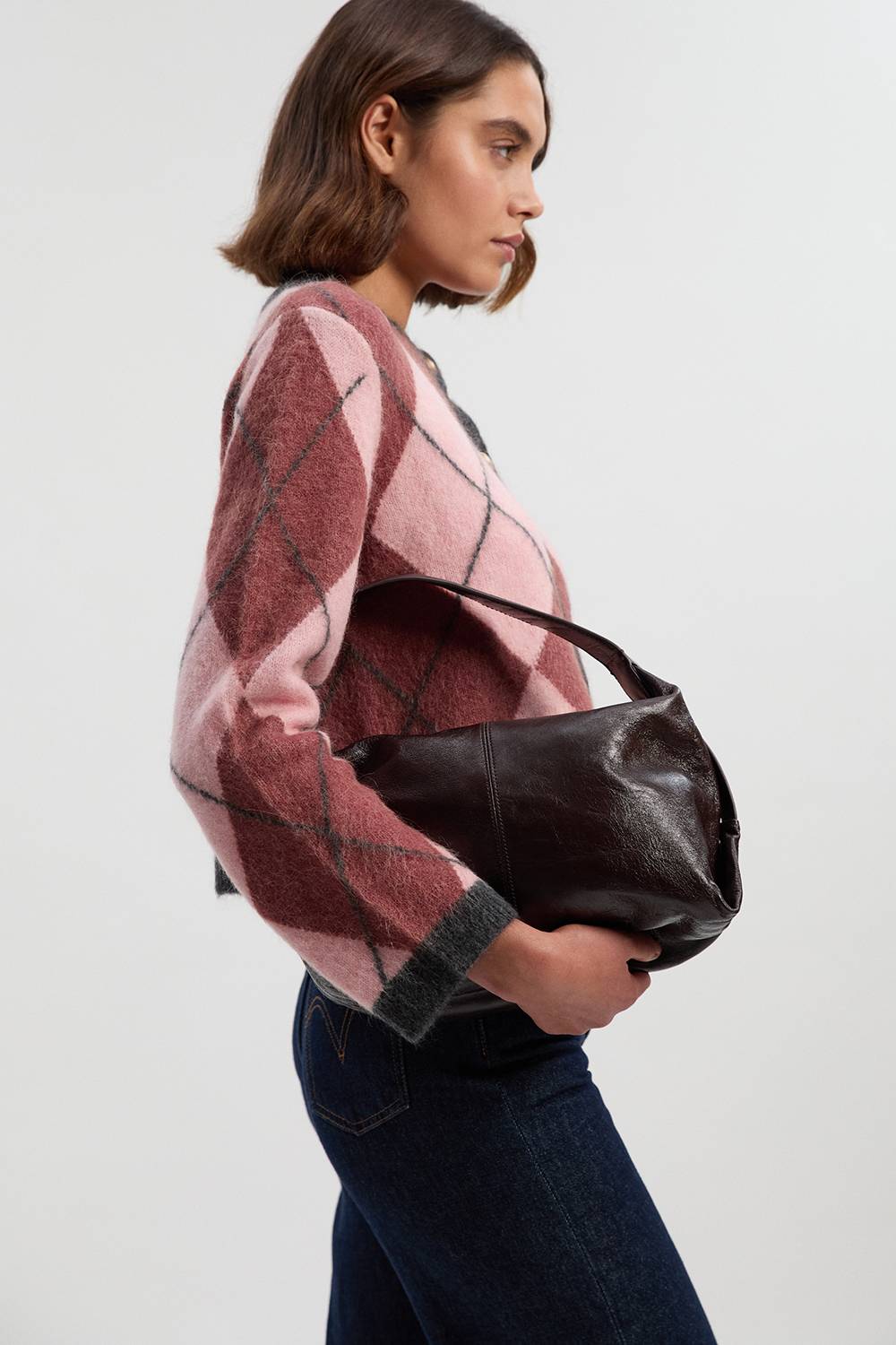 KarenMillen Cardigan Tricoté Fairisle en Mélange de Laine d'Alpaga Premium