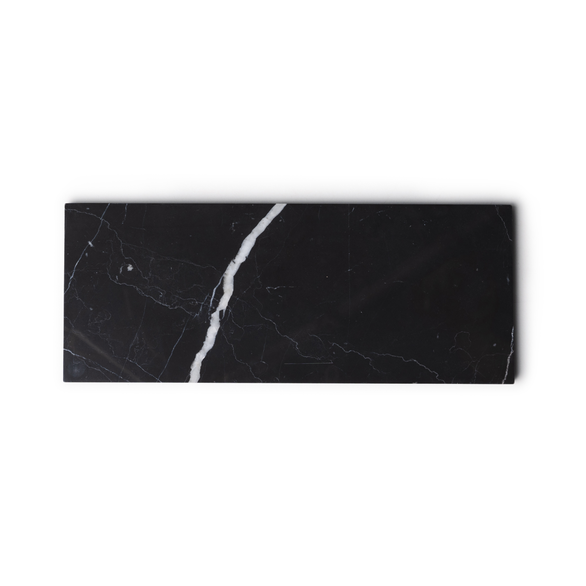 Marmer dienblad rechthoek S zwart 10x25cm
