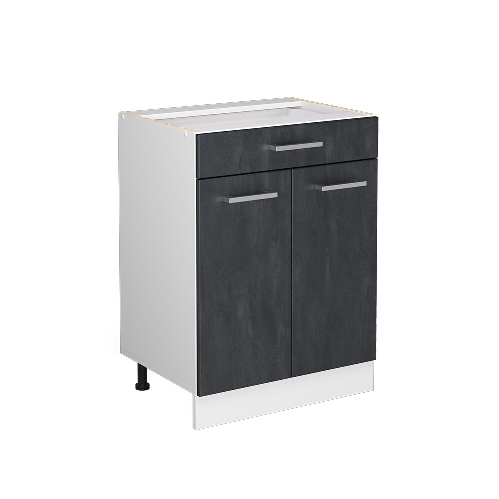Vicco Schubunterschrank R-Line Schwarz Beton Weiß 60 cm ohne Arbeitsplatte
