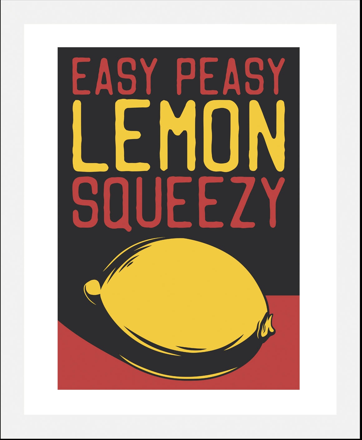 queence Bild »Easy Peasy« Essen | Humor | Kunst | Lebensmittel | Obst | Obst Bilder | Schriftzug 1 Stk. tlg. HD Premium Poster-Druck inkl. Holzrahmen