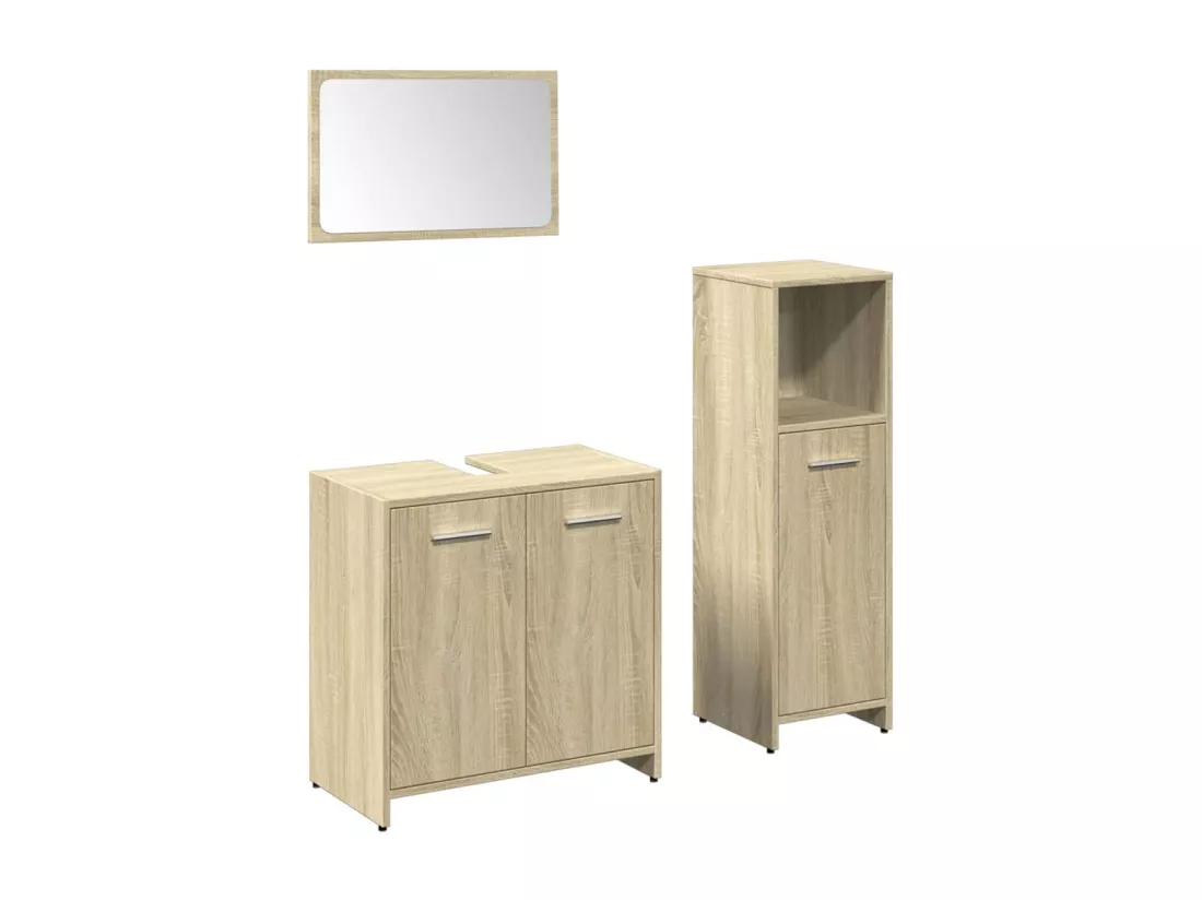 Ensemble de meubles de salle de bain 3 pcs chêne sonoma