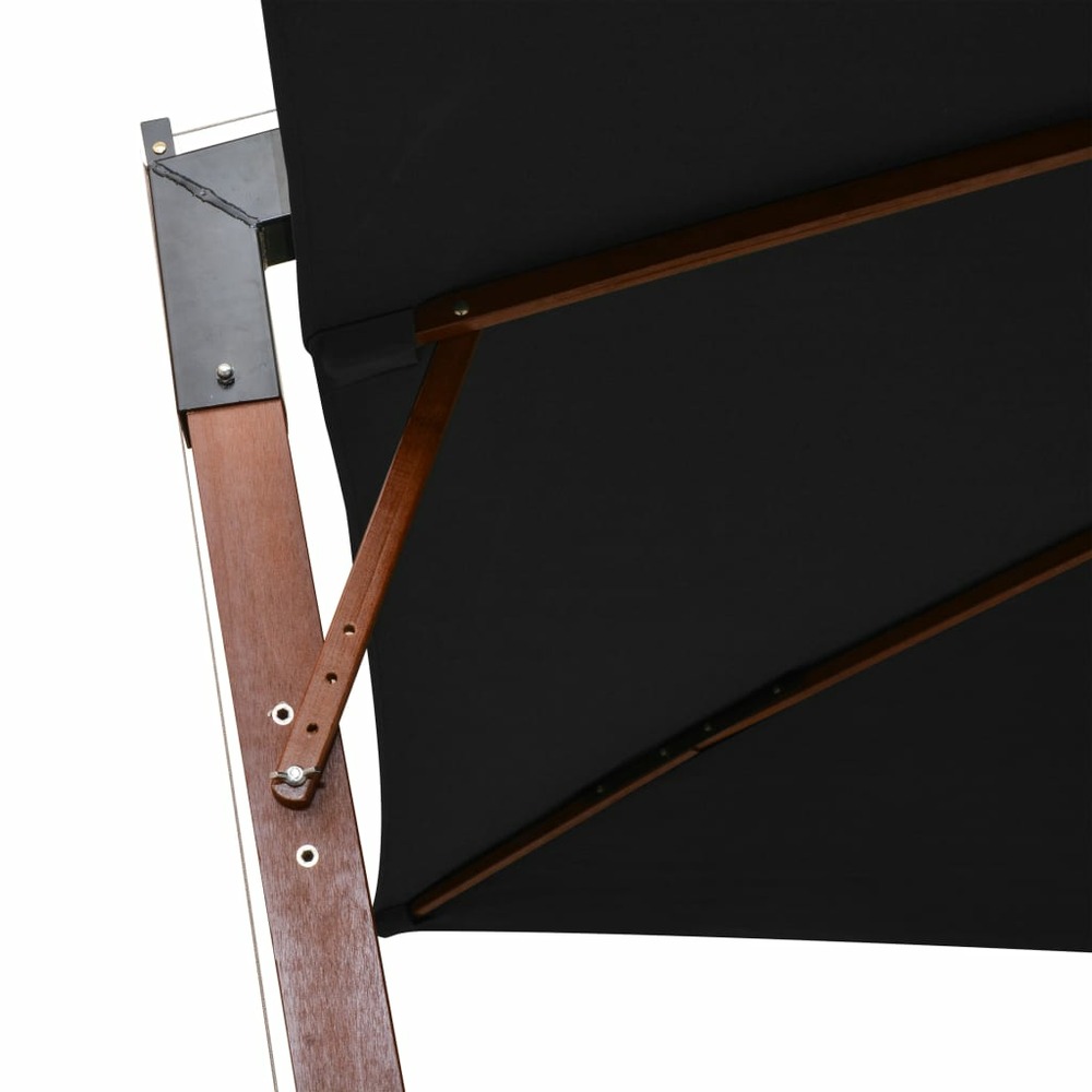 Parasol suspendu avec mât 3 x 3 m bois de sapin massif noir