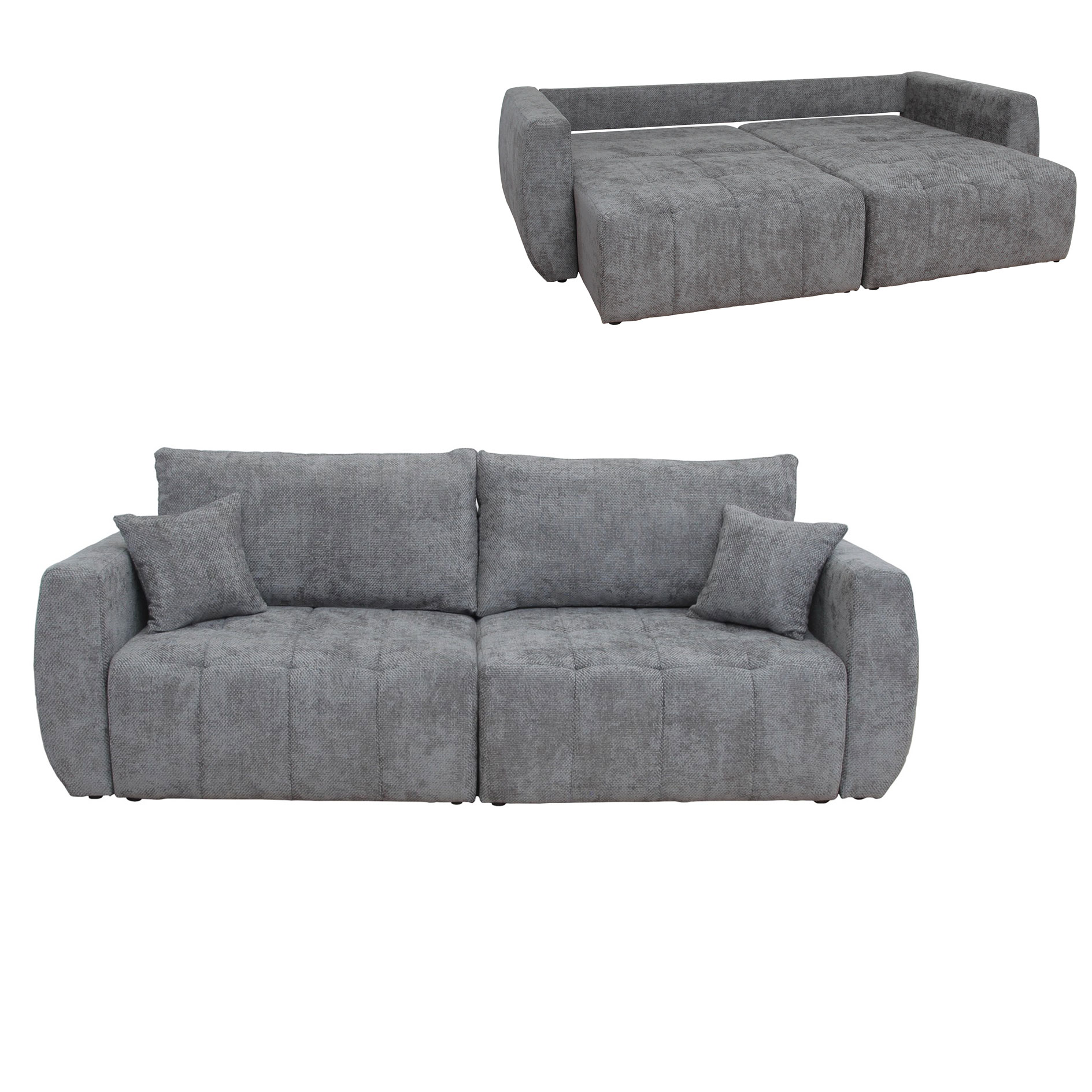 Big Sofa - anthrazit - mit Staukasten und Liegefunktion - 245 cm