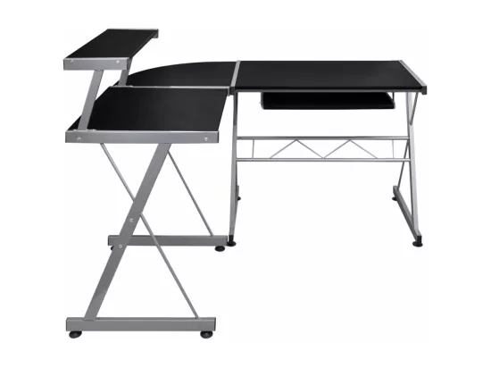 Bureau d'ordinateur d'angle Noir 132x112x99cm Bois d'ingénierie