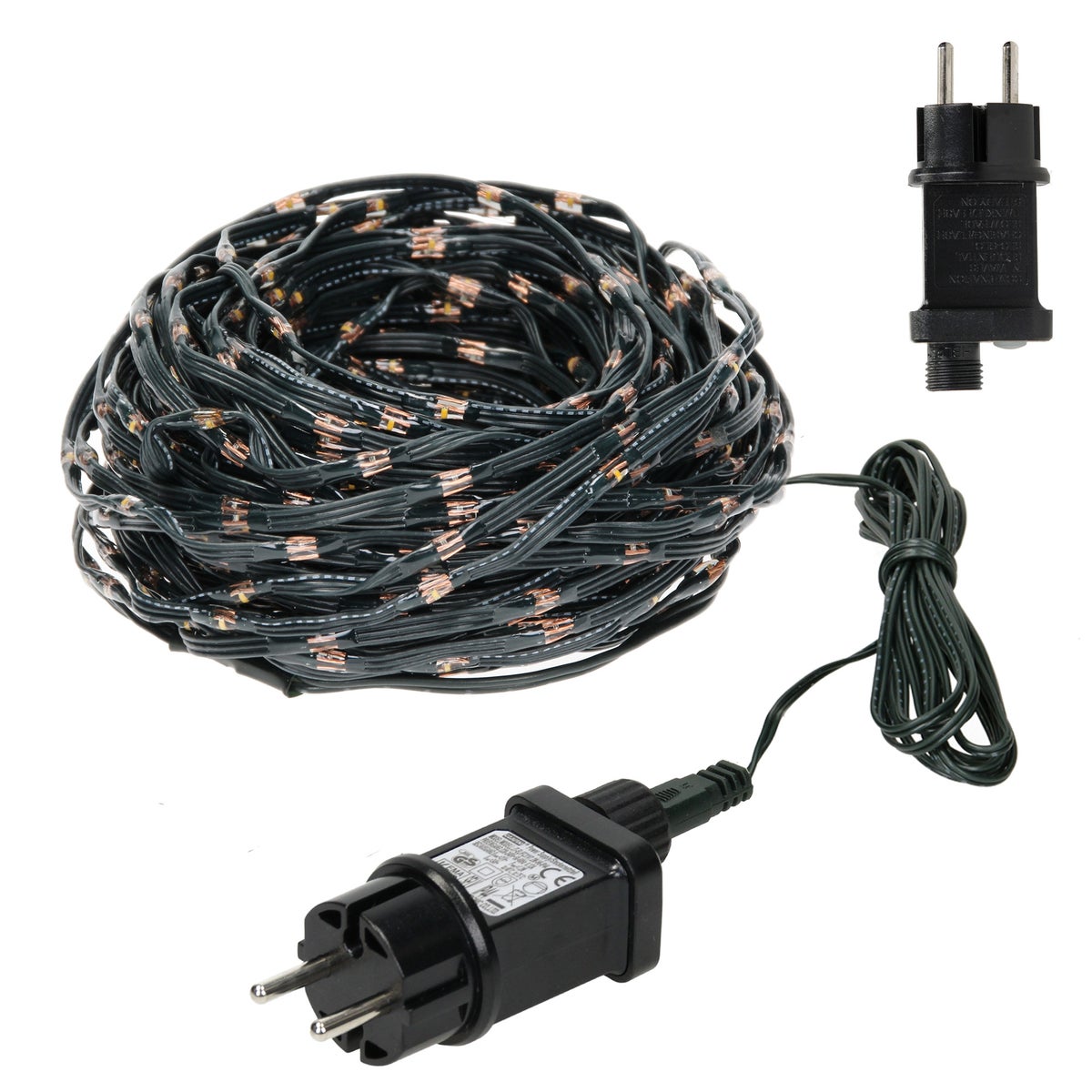 ECD Germany LED Micro Cluster Lichtsnoer 18m 600 LED's Extra Warm Wit, 8 Functies, Netvoeding, IP44 Waterdicht Binnen/Buiten, Kerstverlichting Kerstboom Cluster Lichtsnoer