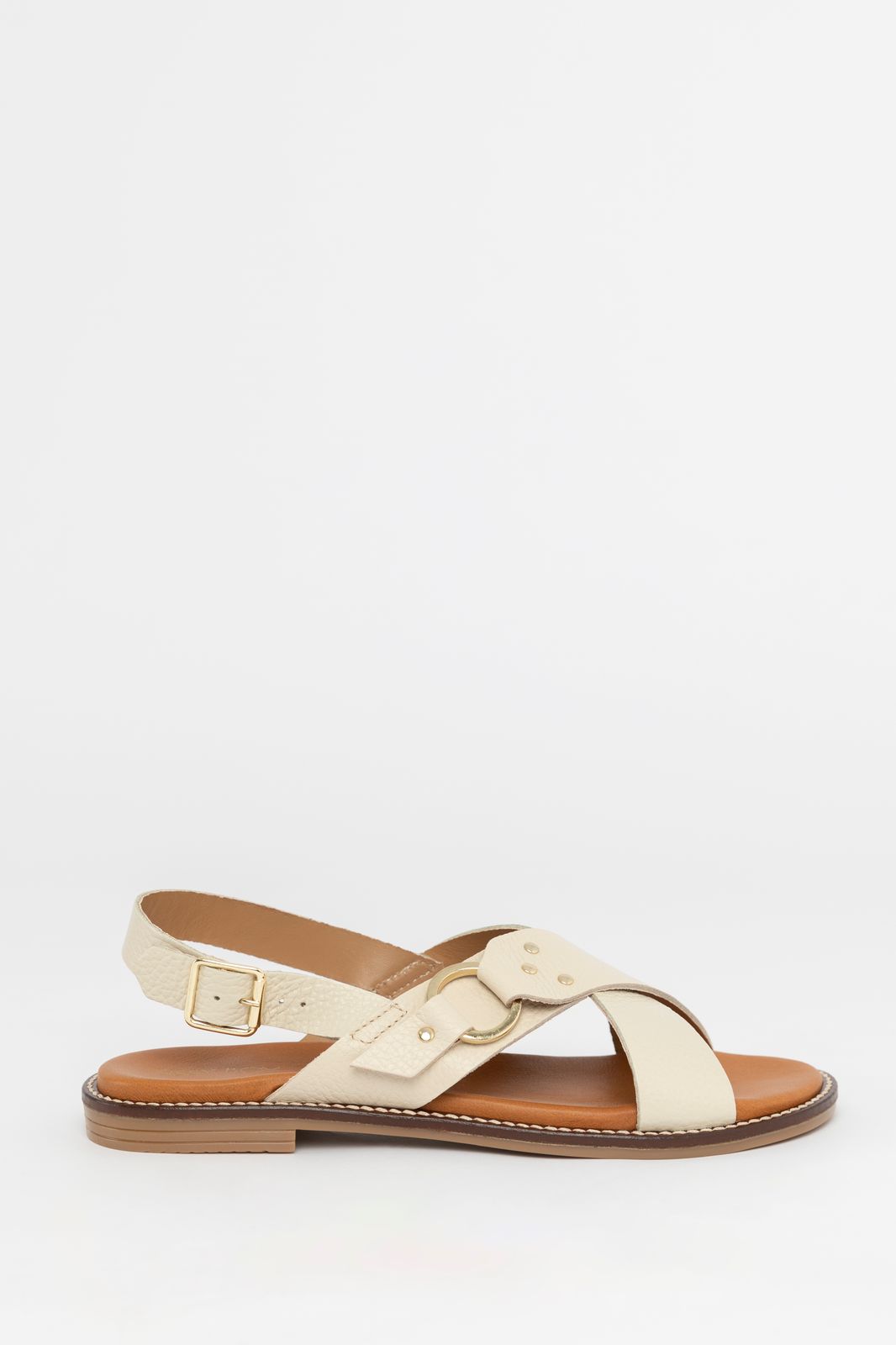 Off-white sandalen met gekruiste bandjes