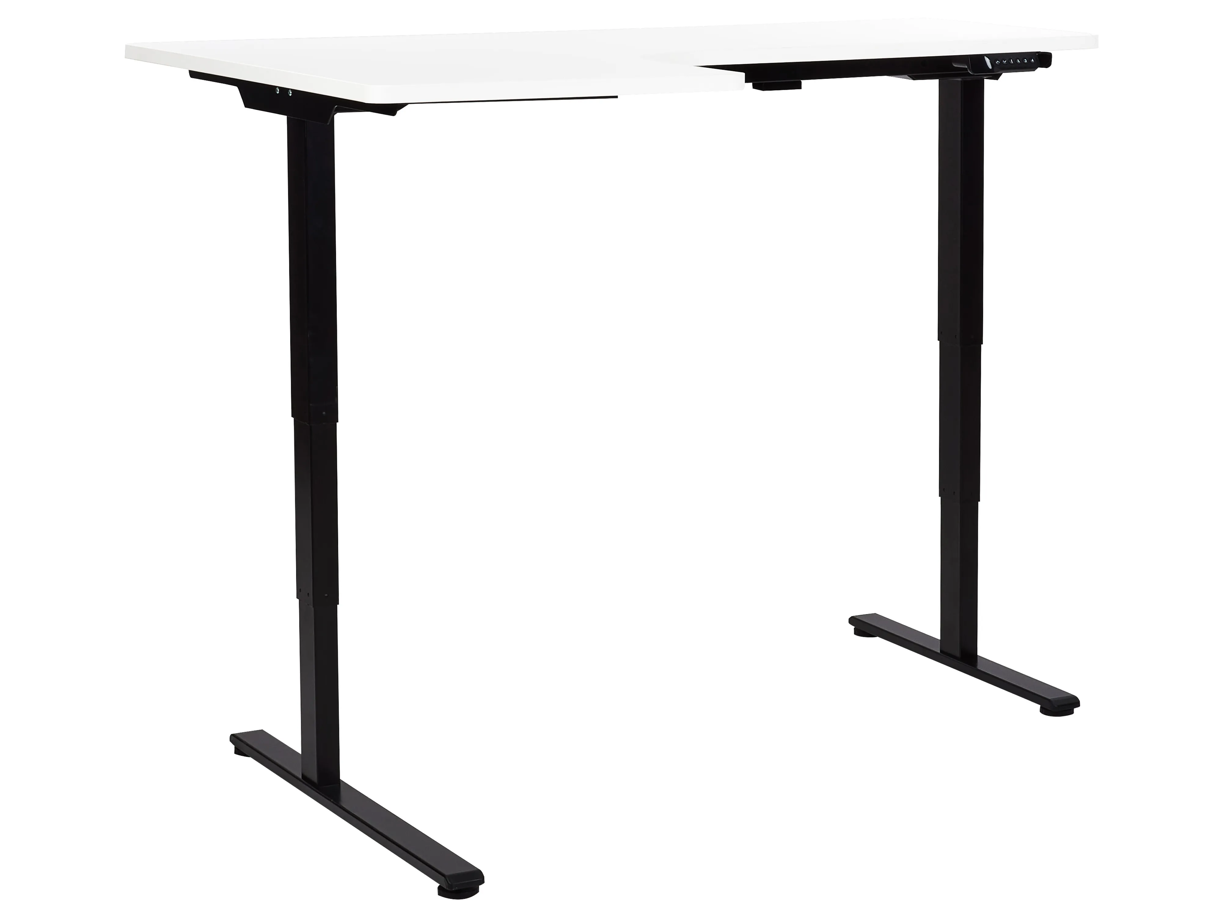 Elektrisch verstelbaar hoekbureau DESTINES Wit/zwart 160 cm 109 cm linkszijdig