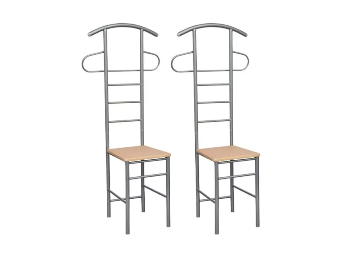 Chaise valet de nuit bois et métal design unique (lot de 2)
