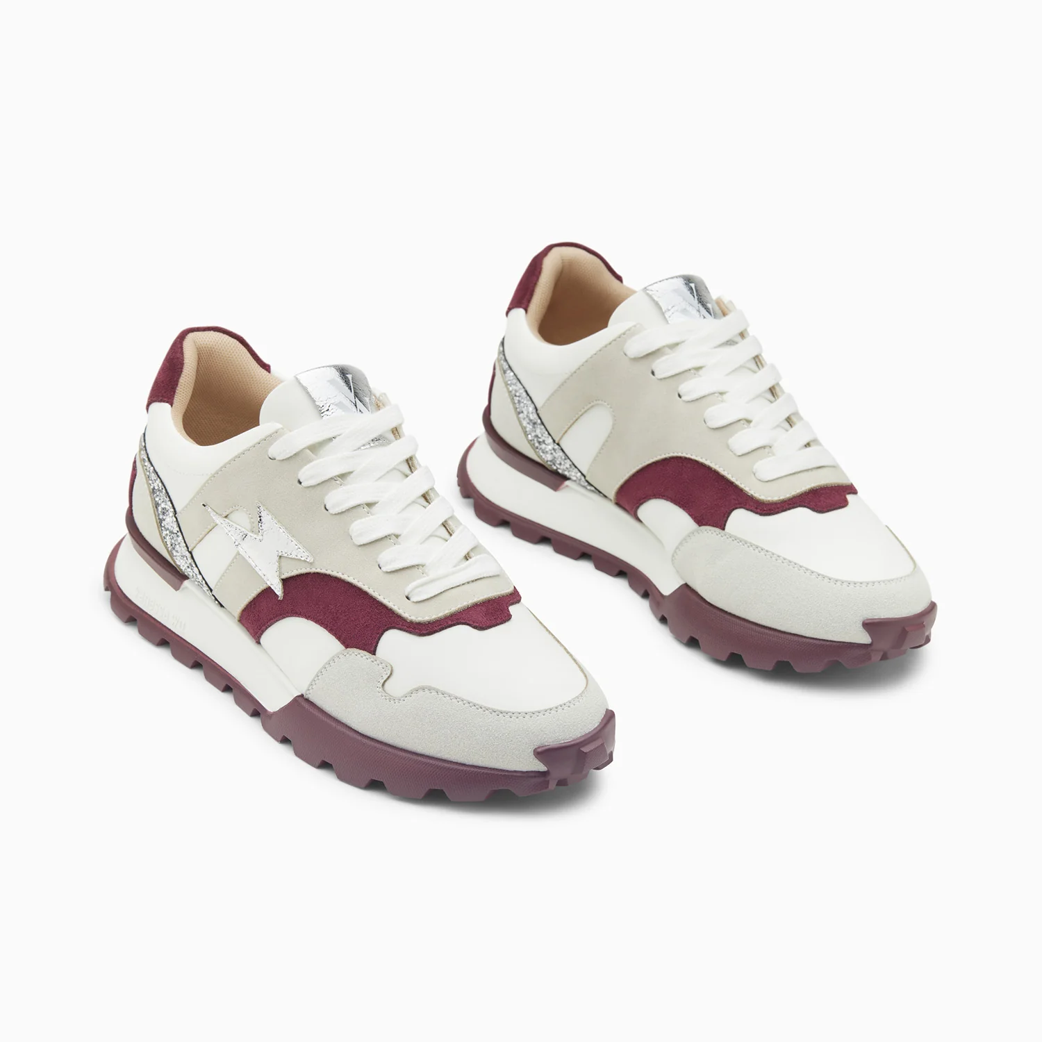 Sneakers-Baskets éclair Liéna pourpre et argent à semelle running