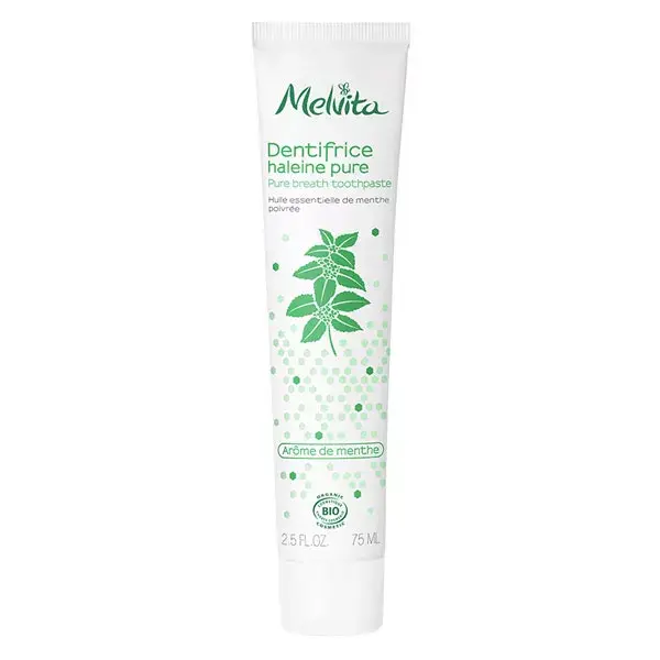 Pasta de dentes Melvita Essentials Pure Breath com sabor de menta orgânica, 75ml