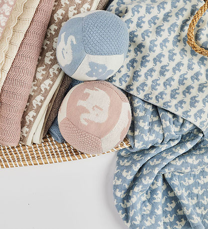 Smallstuff Kuscheldecke - Wolle - 80x100 cm - Elefanten - Blau