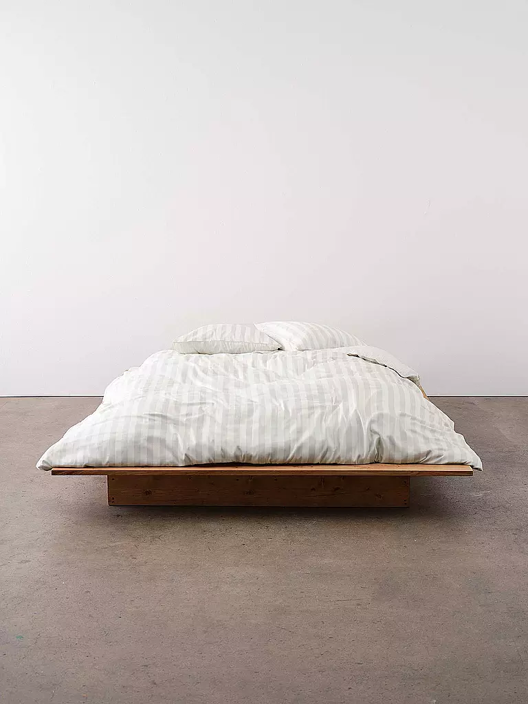MARC O'POLO HOME Satin Bettwäsche CLASSIC STRIPE 70x90cm/140x200cm Silver hellgrau