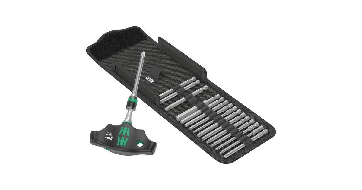 WeraKraftform Kompakt 400 RA Set 1, 17‑delig bitset  (Zwart/groen)