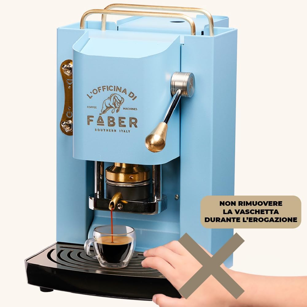 FABER COFFEE MACHINES | Modèle Pro Total Inox Deluxe | Machine à café à dosettes ese 44mm | Pressacialda en laiton réglable | électrovanne de série (laiton)