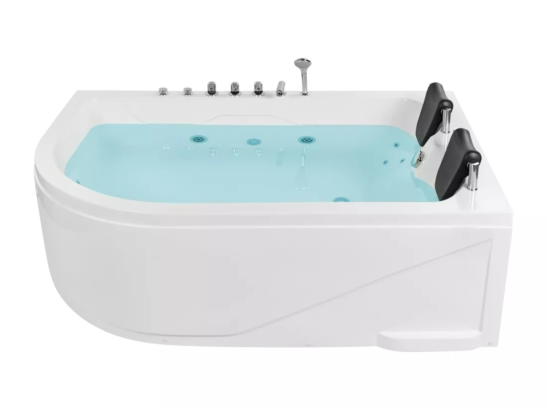 Baignoire angle droite blanche 180 x 120 cm avec LED CALAMA