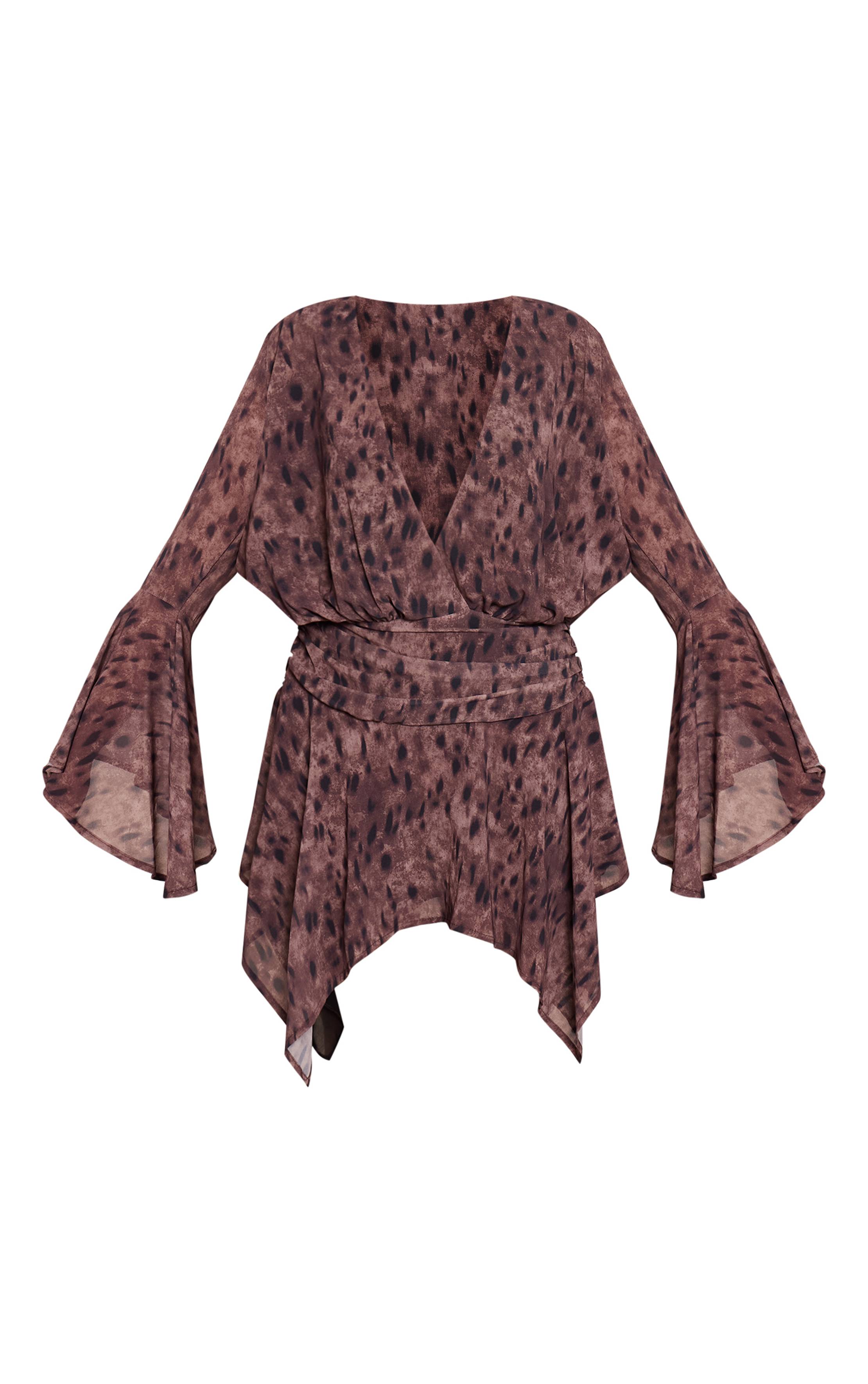 Marron Combi-short Jupe À Volants Étagés Imprimé Léopard