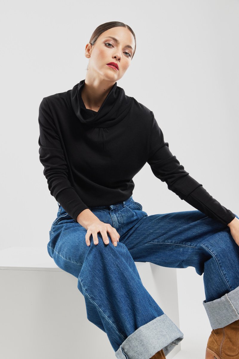 Sous pull col roulé - laine et tencel