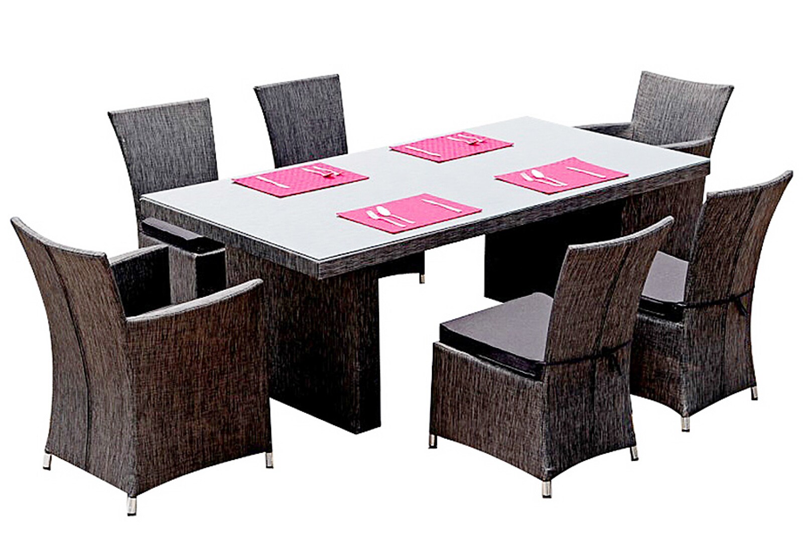 Jet-Line Gartenmöbel Essgruppe Rügen Tisch 2 m + 6 Stühle Weboptik Outdoor Garten Set Gartenmöbel Garten