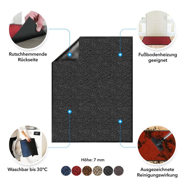 SKY vuilvangmat - deurmat voor binnen en buiten - antislip - 60 x 180 cm antraciet