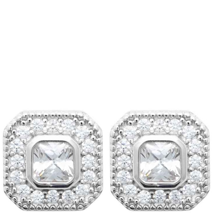 Boucles d'oreilles puces - Argent 925/1000 rhodié & oxyde de zirconium