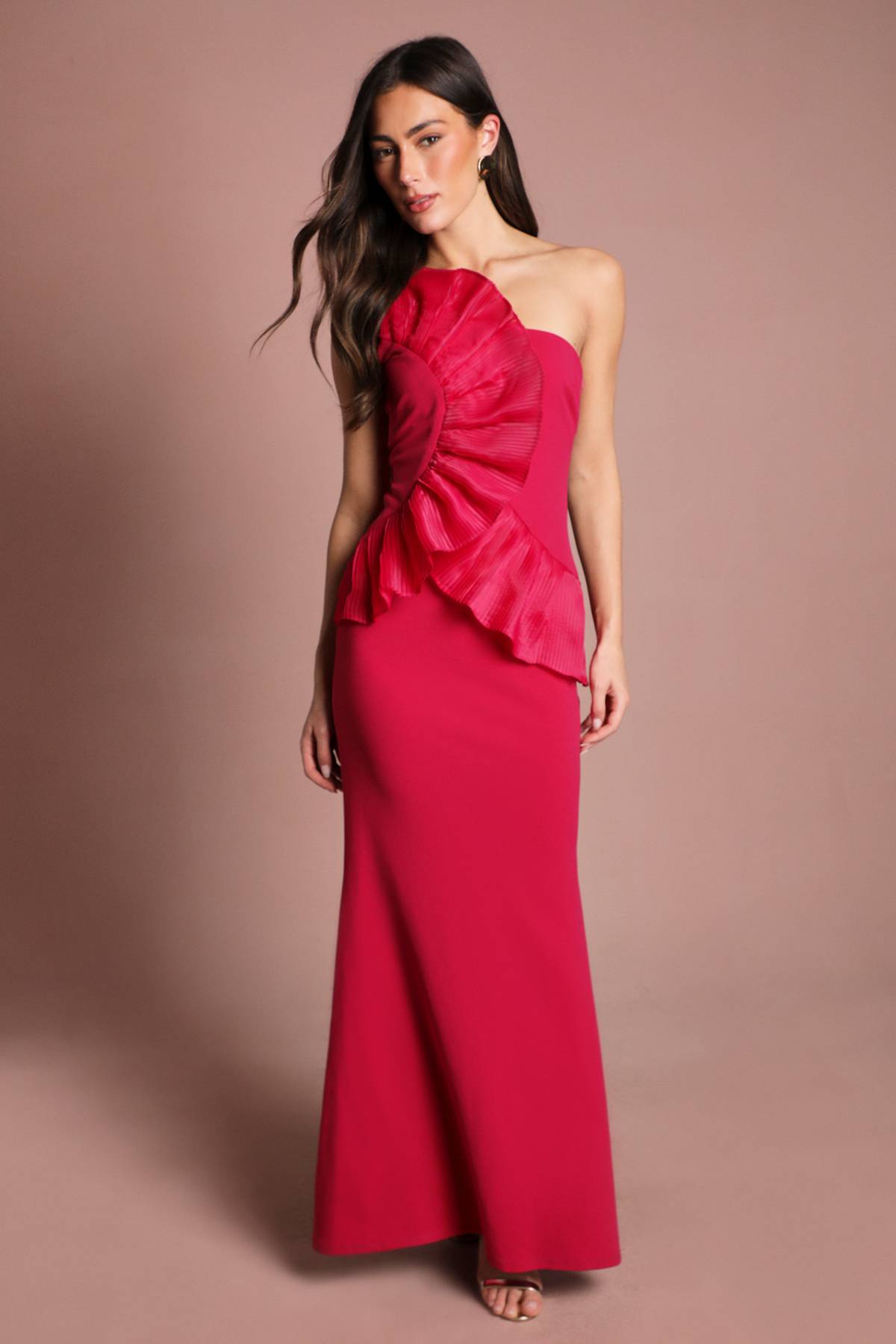 Coast Robe Longue À Épaule Dénudée Avec Détails Plissés