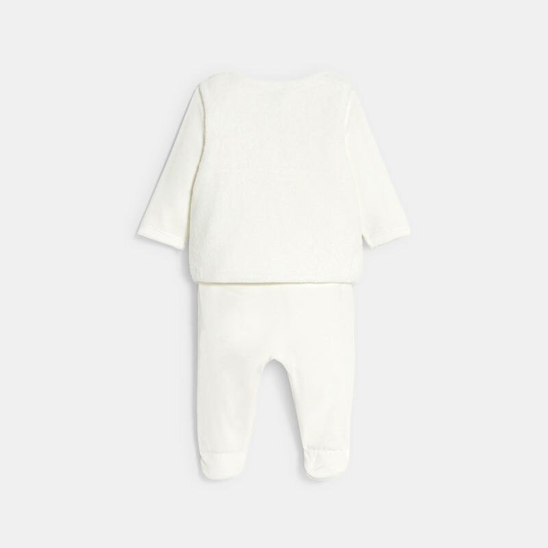 Dors-bien velours avec gilet sans manches soft boa blanc bébé garçon Blanc
