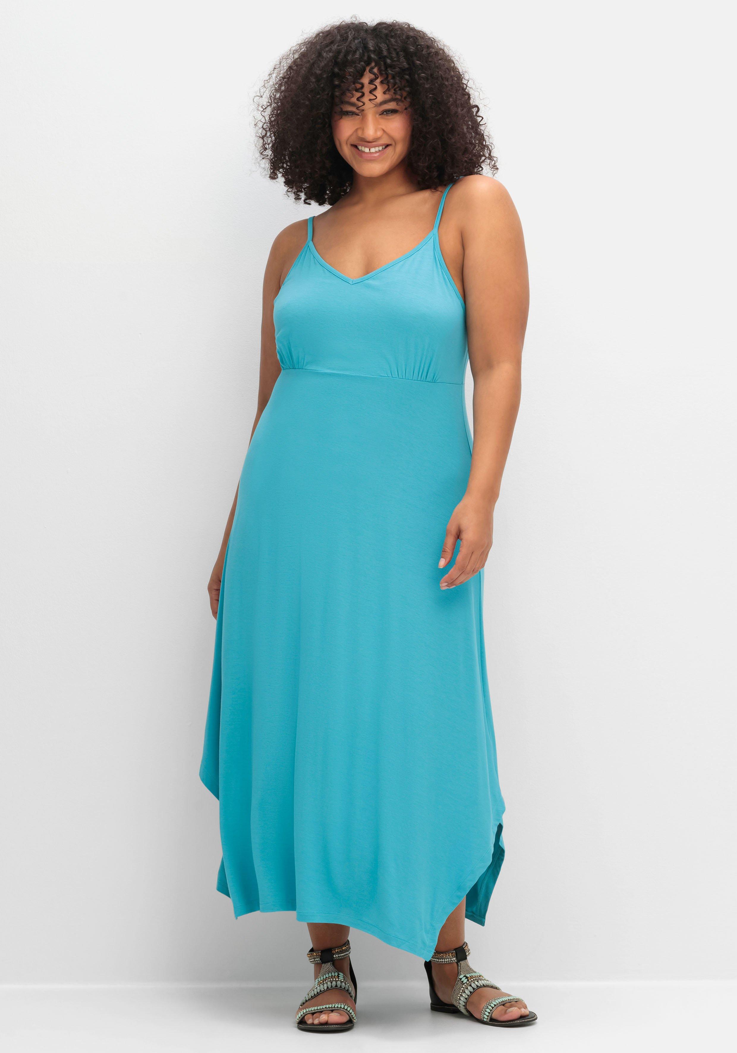 Wadenlanges Jerseykleid in Zipfeloptik