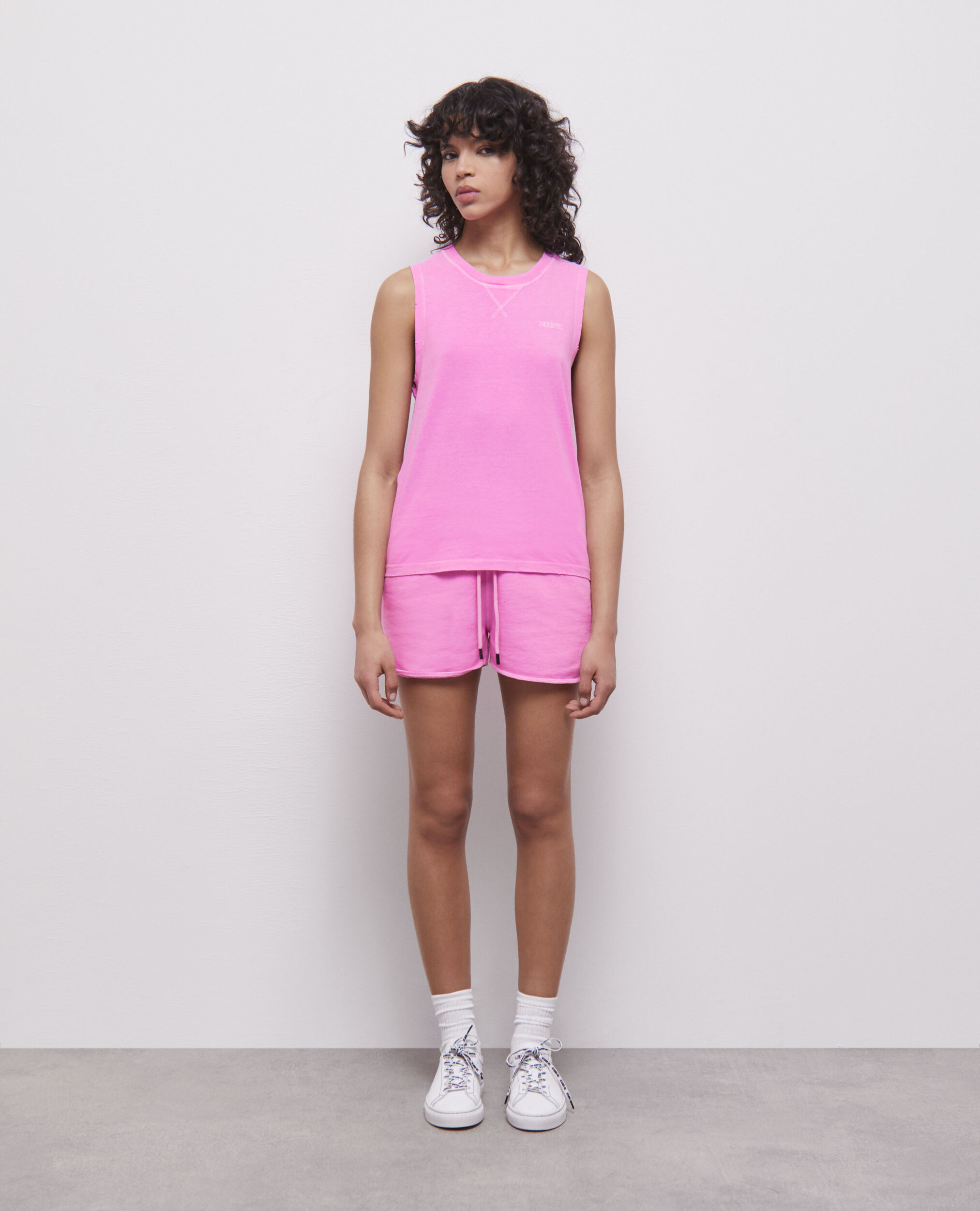 T-shirt rose fluo avec logo