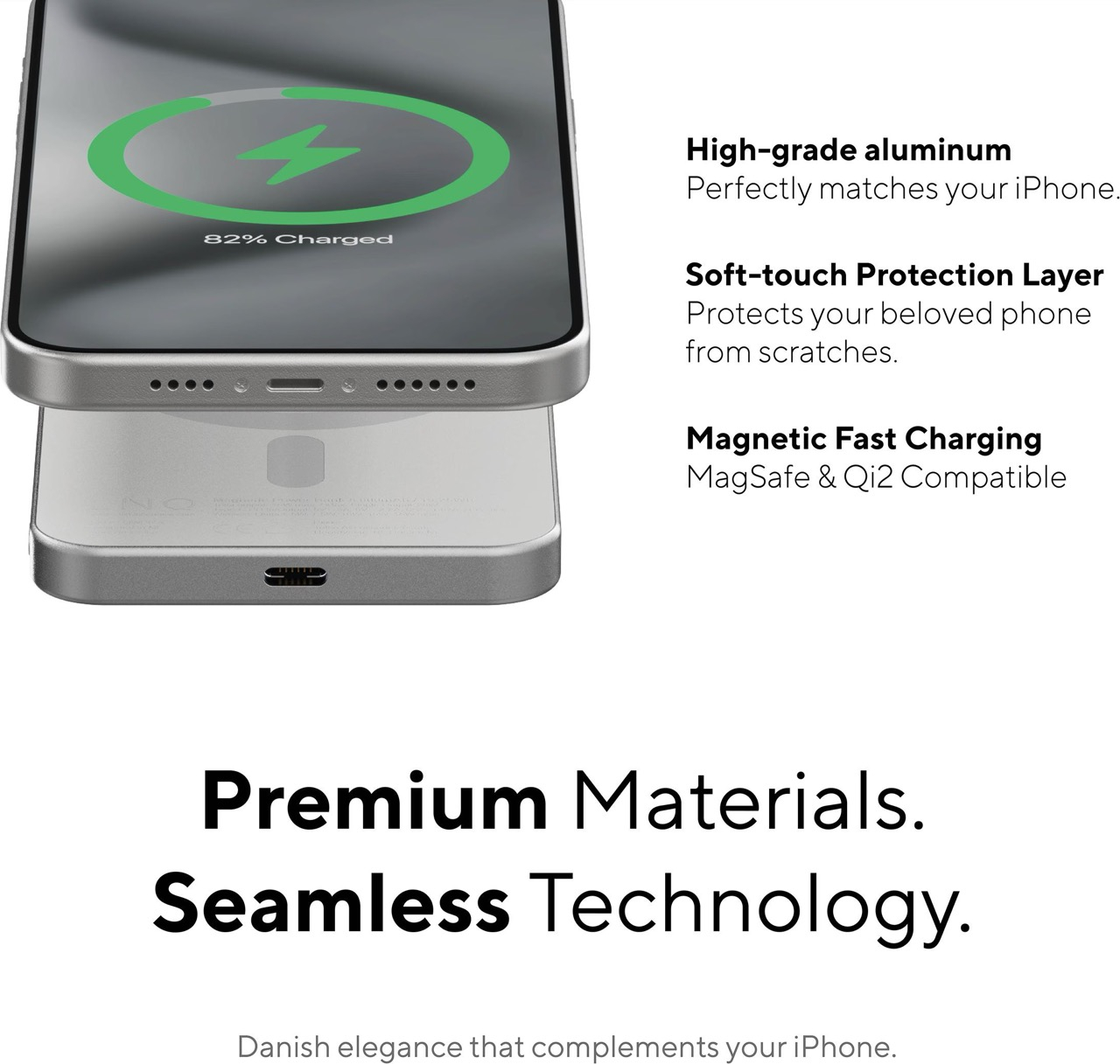 (20W) 5000mAh Magnetische MagSafe Powerbank USB C Ladegerät Qi2 Wireless Charger Power Delivery aus Recycelten Materialien (LQWP052) - Silber