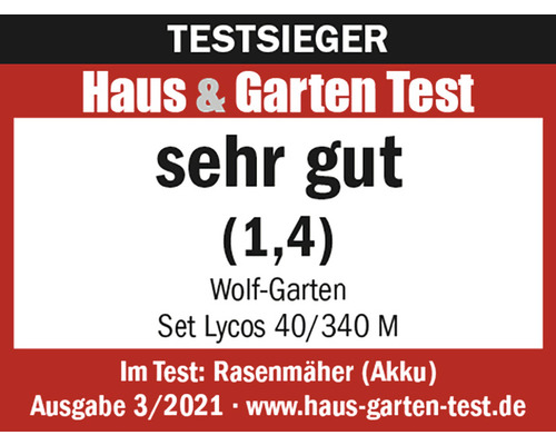 WOLF-Garten Lycos 40/400M accu grasmaaier inclusief accu en lader