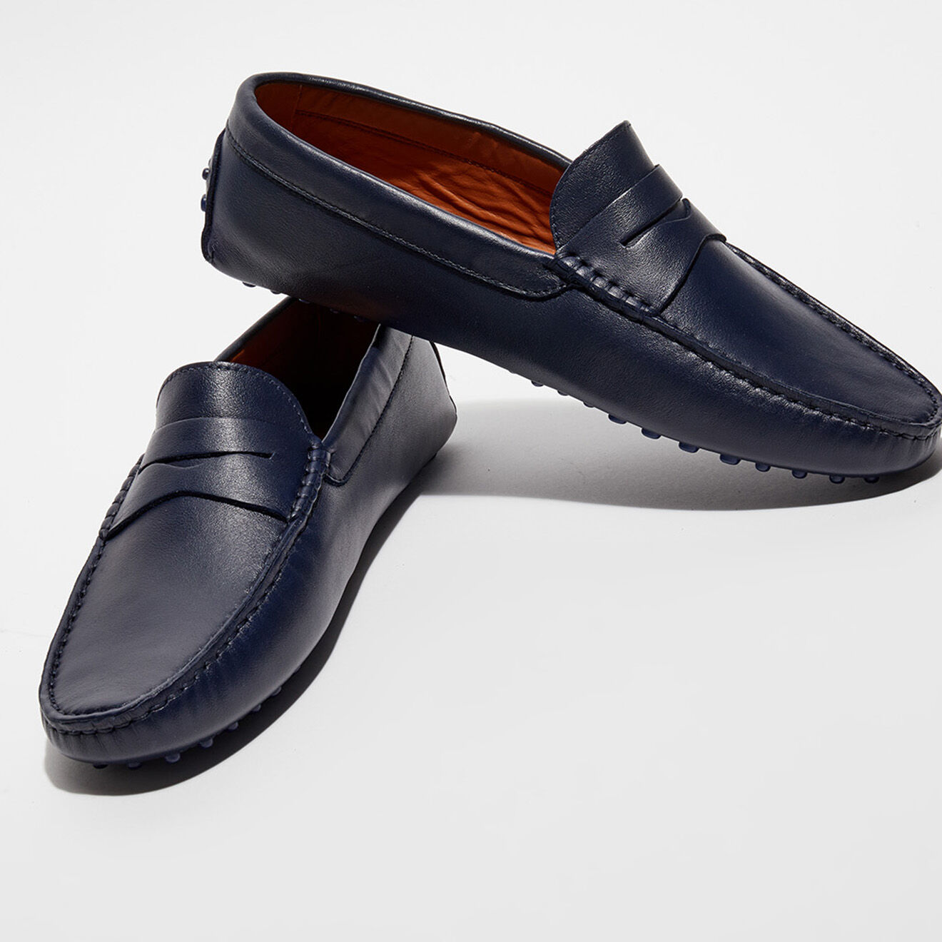 Loafers Mocassins en Cuir Martin bleu marine