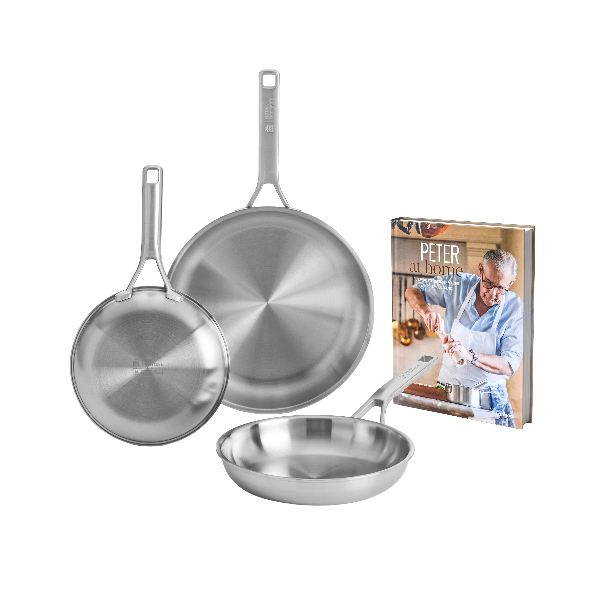 Maestro RVS koekenpanset (20cm   24cm   28cm) met Gratis kookboek