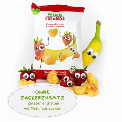 Freche Freunde Bio Knusper-Herzchen Banane & Erdbeere
