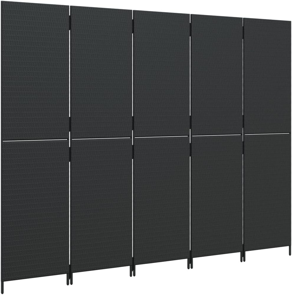 Festnight 5 teilig Paravent Poly Rattan Outdoor Raumteiler Trennwand Faltwand Sichtschutz Klappbar Raumtrenner Faltbar Stellwand Außen Innen Balkon Terrasse 245x180 cm NT7358308