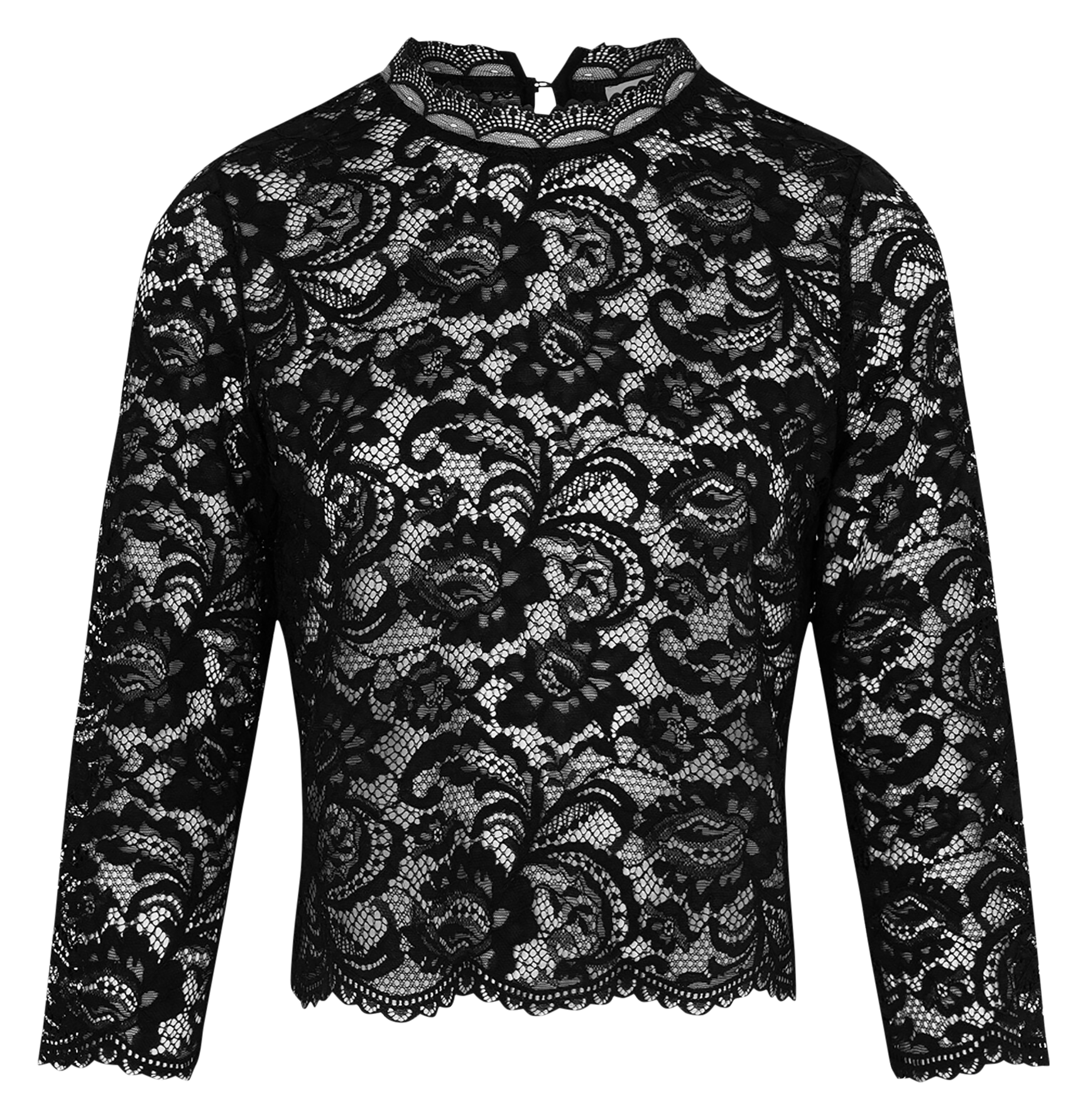 TAMO - Top droit col montant à dentelle | Noir