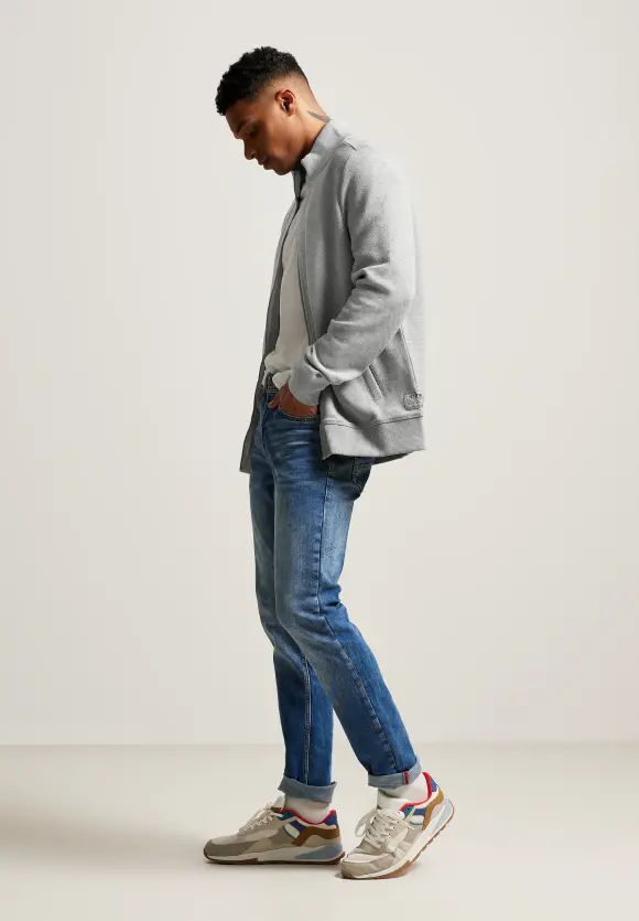 Sweatjacke mit Zipper - silver grey melange