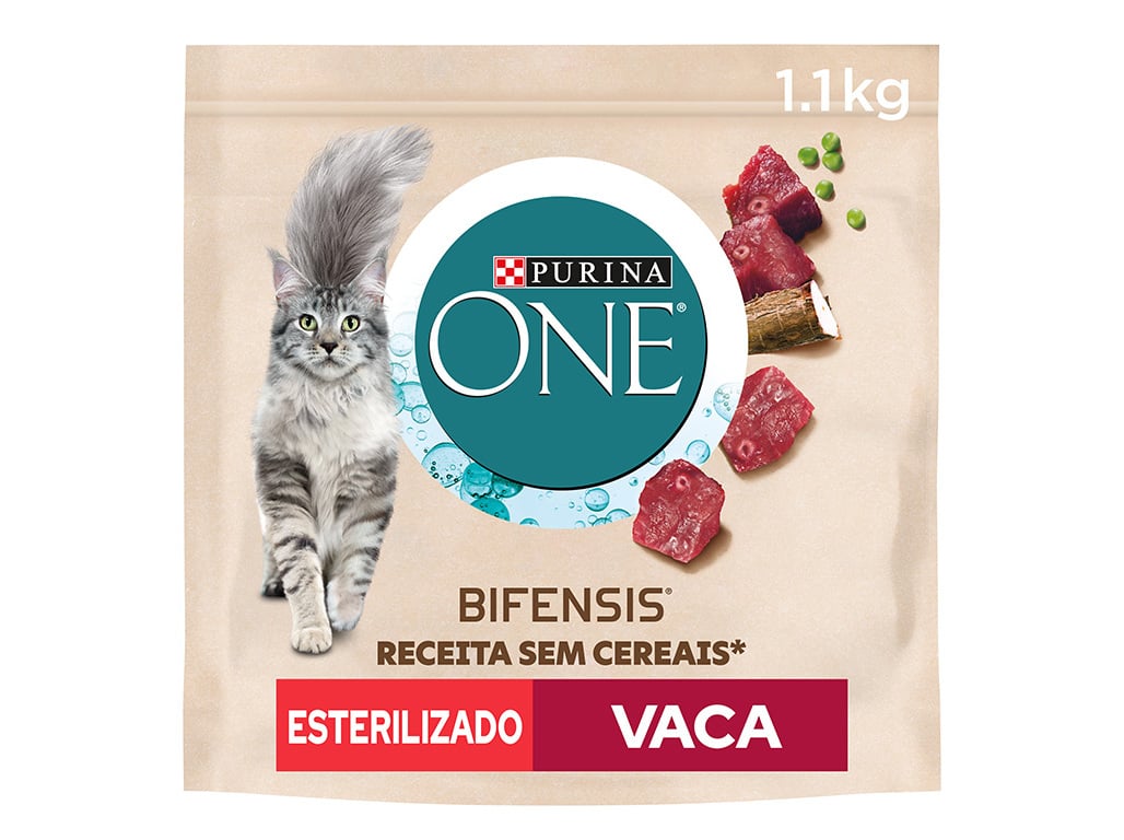 RAÇÃO PARA GATO PURINA ONE SEM CEREAIS ESTERILIZADO VACA 1.1KG