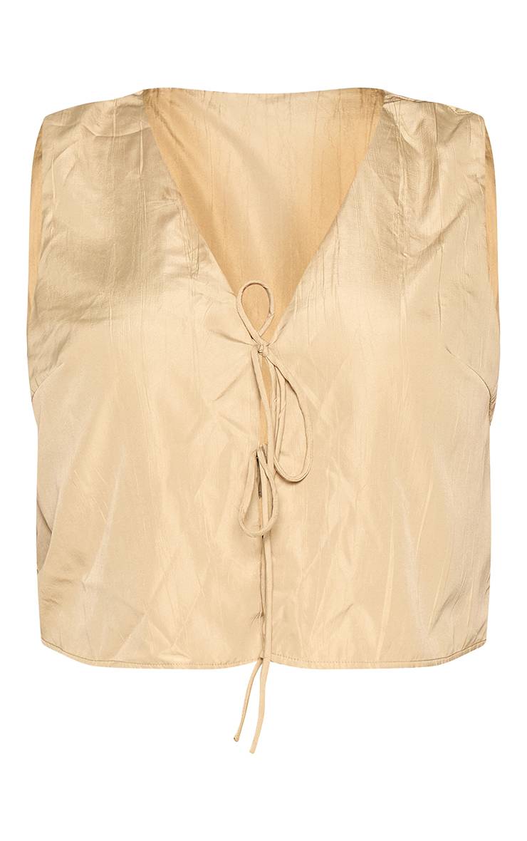 Gris Argile Gilet Grande Taille Texturé Avec Détail Lien À Nouer Coordonné