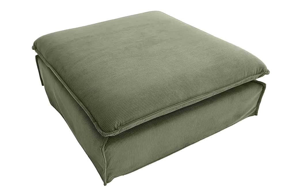Großer Sitzhocker HEAVEN 100cm grün Cord Sofahocker abnehmbarer Bezug