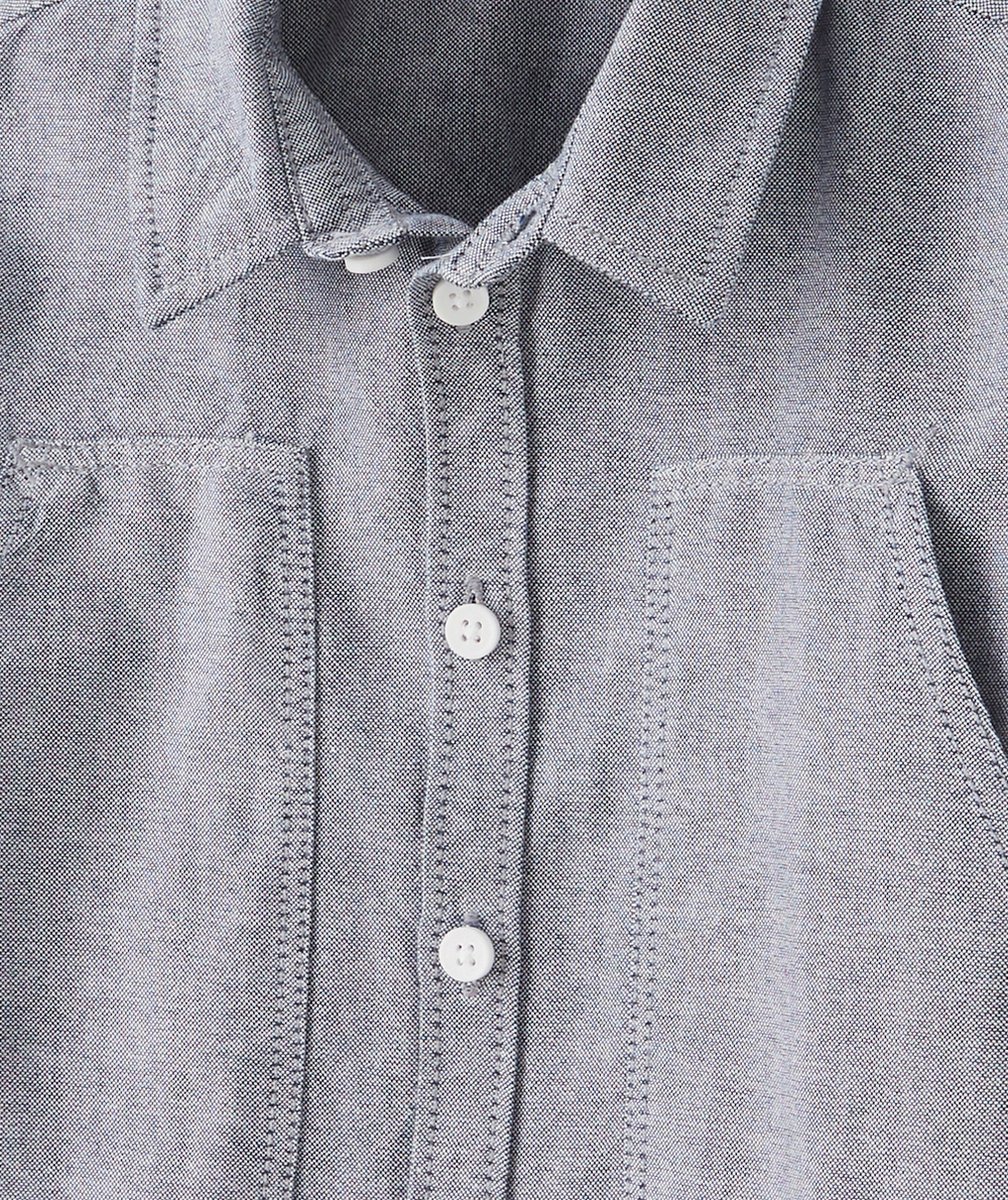 CHEMISE BLEUE EN COTON EFFET MOUCHETÉ GARÇON