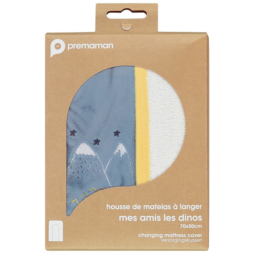 Housse de matelas à langer en polyester Mes amis les dinos - Bleu moyen