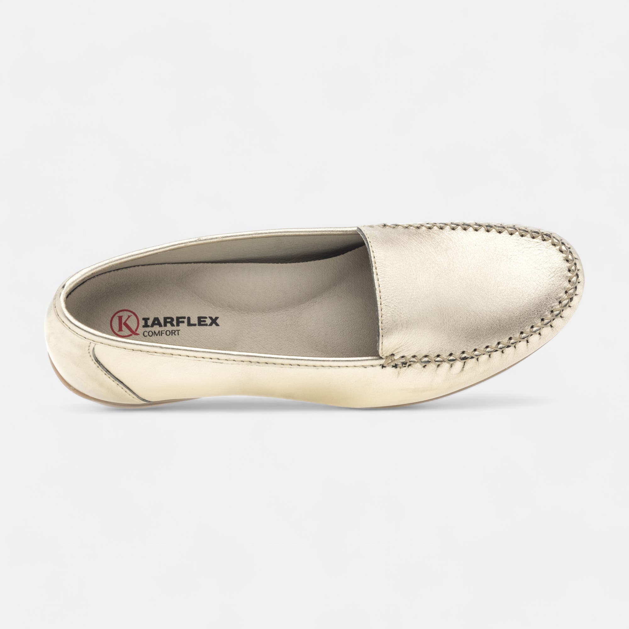 Mocassins pieds sensibles Femme en cuir or