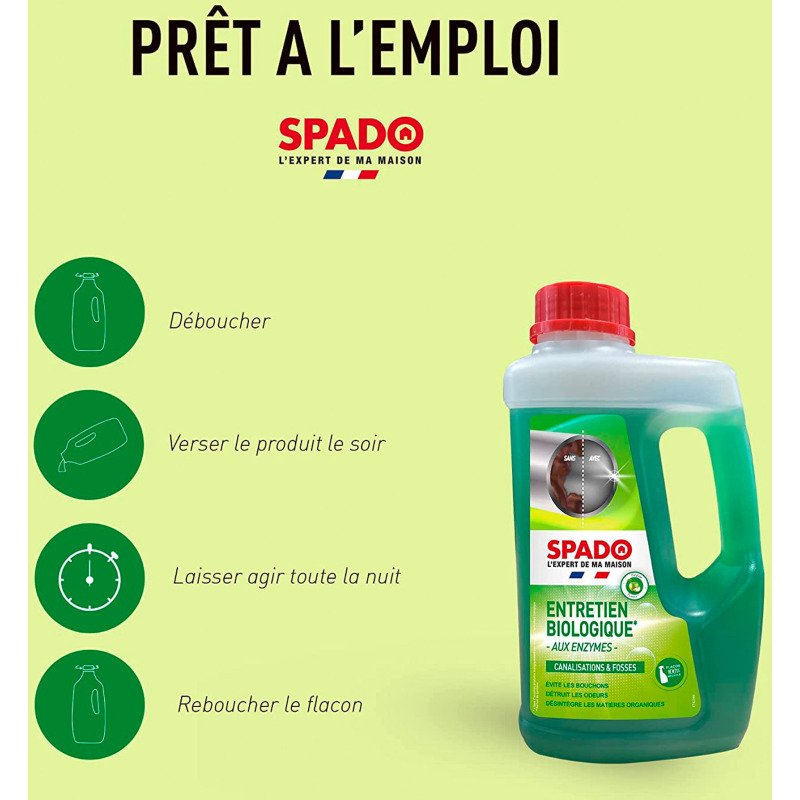 Entretien canalisations Spado biologique - Flacon de 1 L