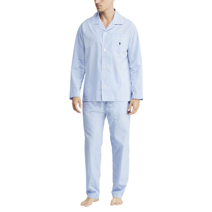 Polo Ralph Lauren Gingham Poplin Long Sleep Set Lyseblå