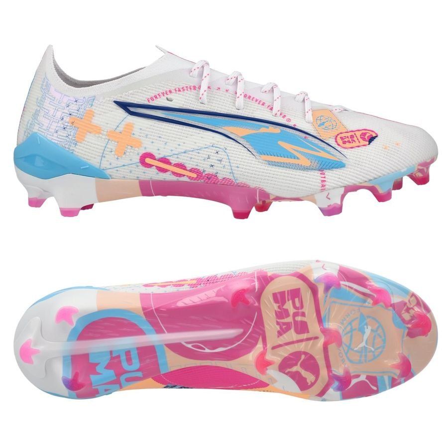 PUMA Ultra 5 Ultimate FG Volume Up - Blanc/Bleu/Poison Pink/Fizzy Melon