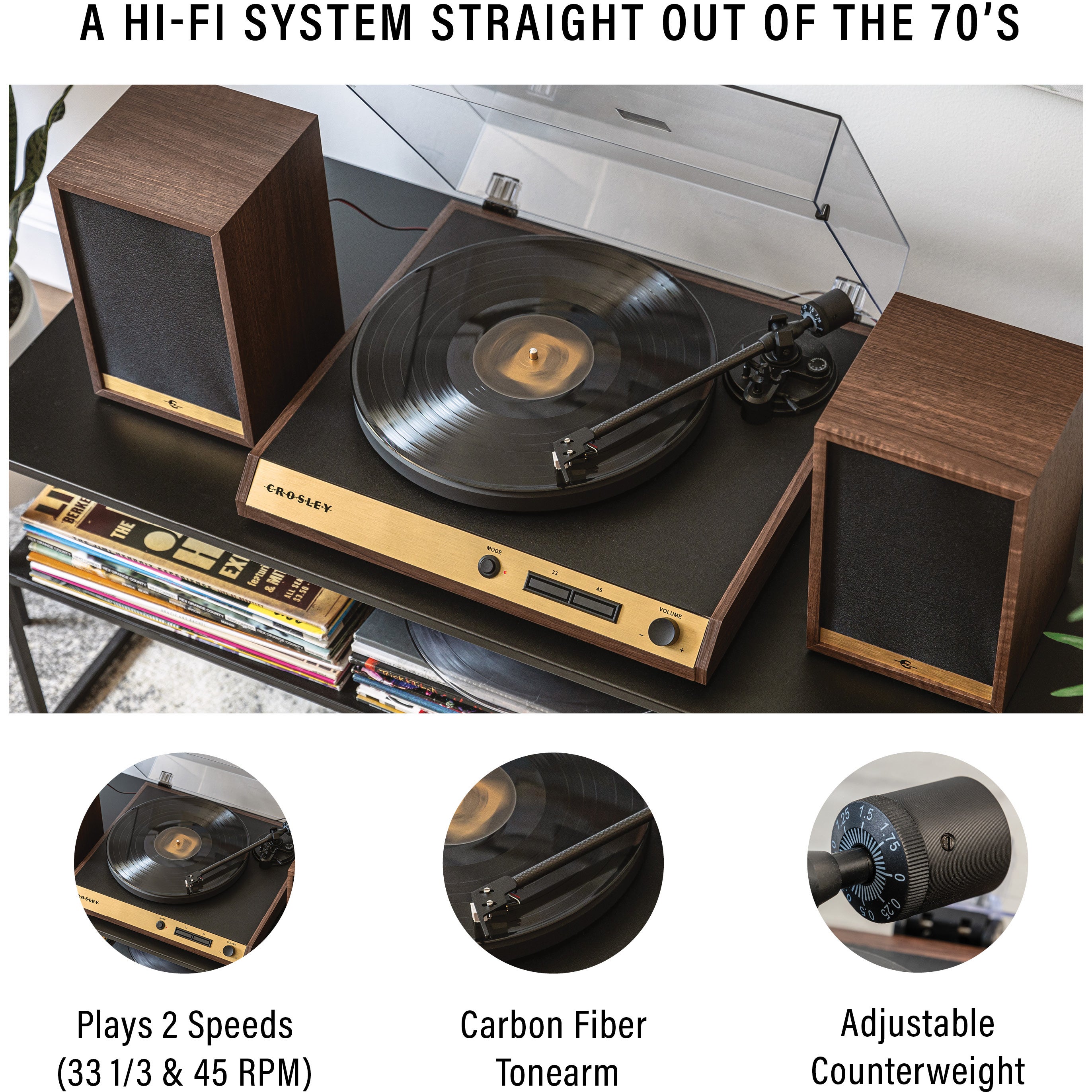 Crosley C72 platenspeler Walnut