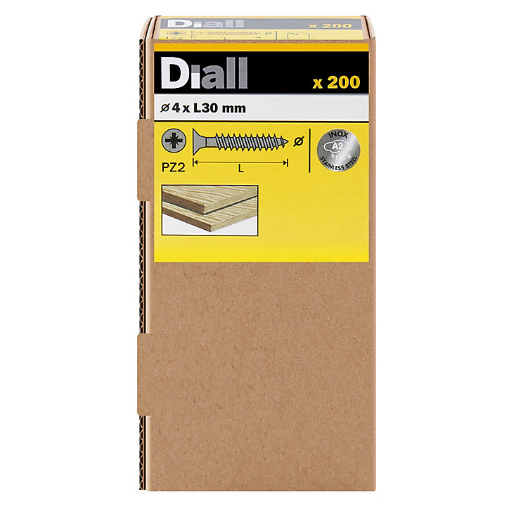 Vis à bois en acier inoxydable A2 pozidriv 4x30 mm - 200 pièces