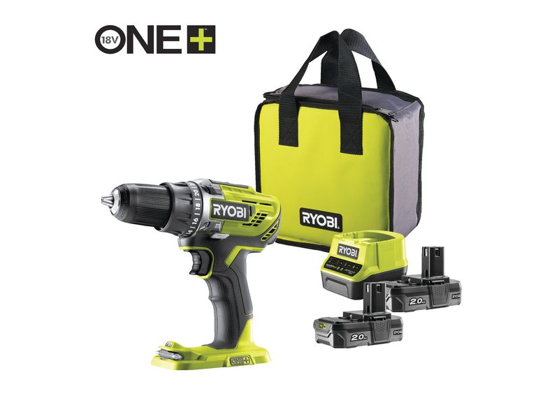 RYOBI Akku-Bohrschrauber R18DD3-220S, 18 V, 50 Nm, Kit Leistungsstarker Akku-Bohrschrauber für unterschiedliche Anwendungen
