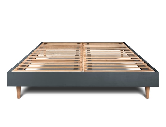 SOMMEIL DE PLOMB - Sommier 160 x 200 Sommier kit velours gris anthracite 160x200 h29cm