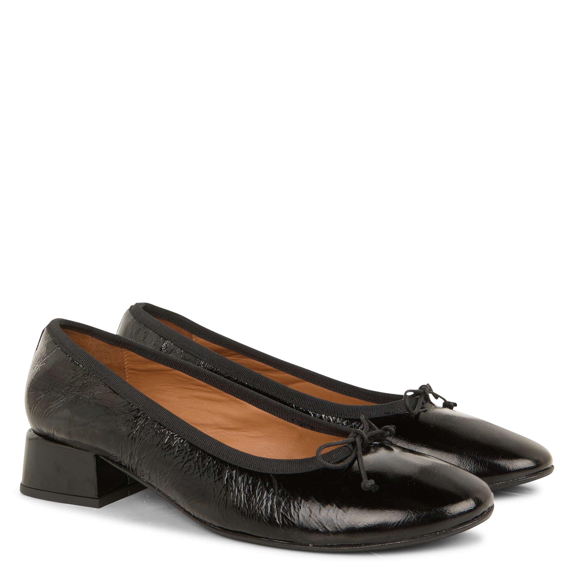 NICOLE - Ballerines à talons en cuir verni | Noir